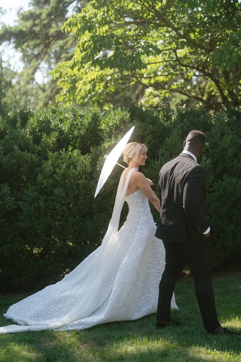 Newlyweds walking in Cambridge MD