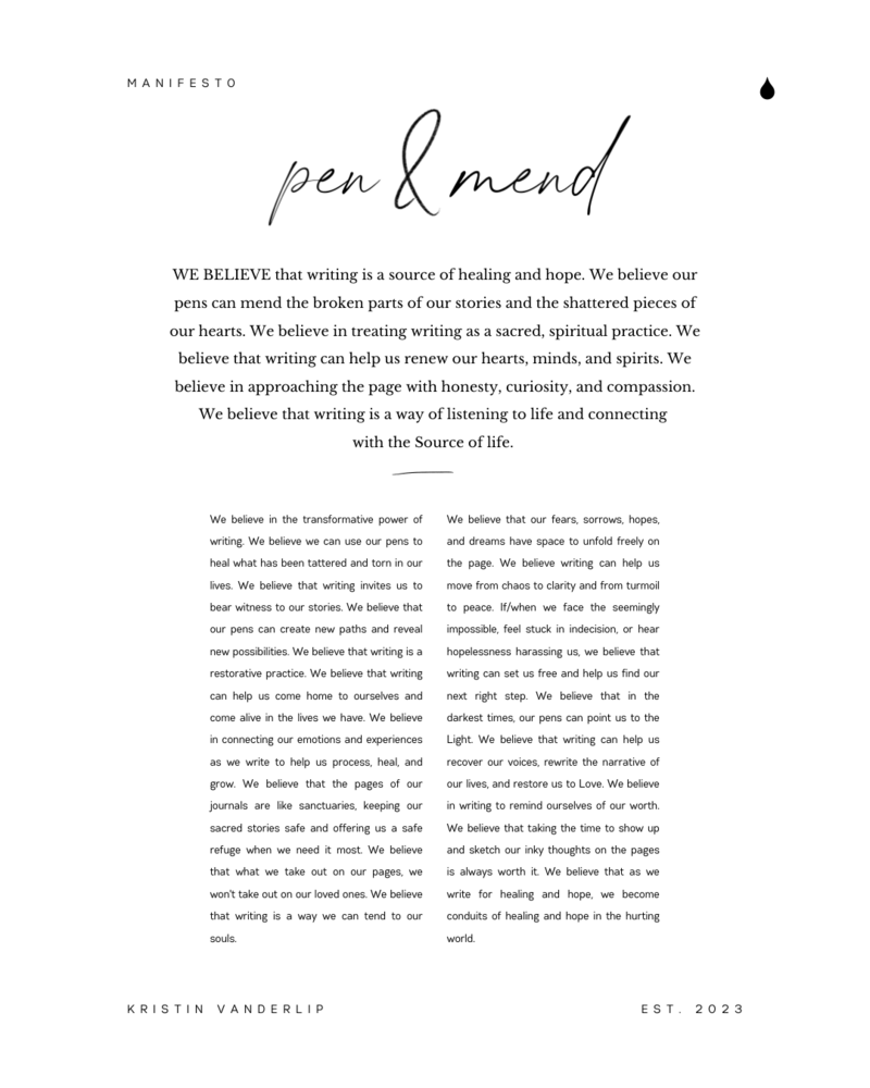 pen and mend manifesto version 1