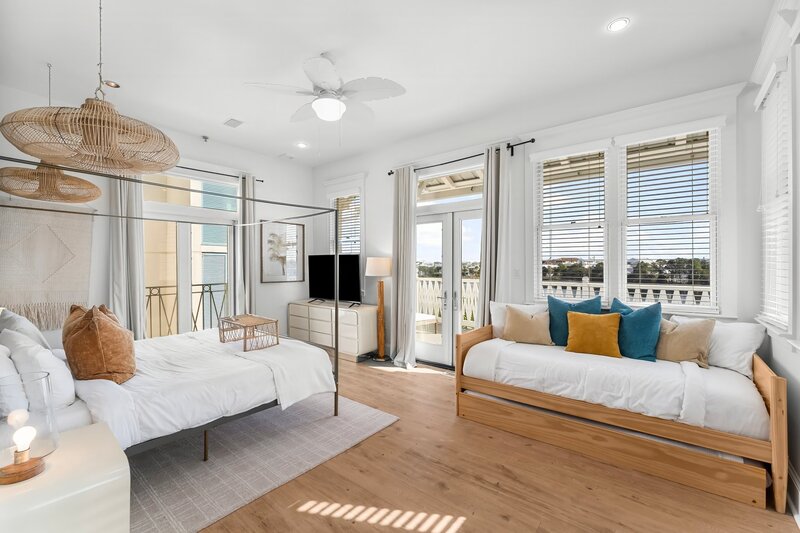 Spacious Primary Bedroom with King Bed, Twin Daybed and Balcony Access - Panama City Beach