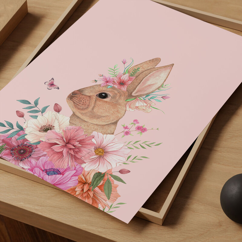 Flat mockup Floral Bunny