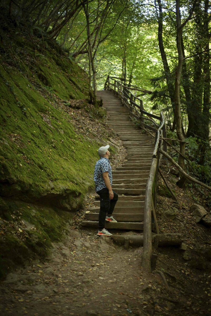 Man on an outdoor hike