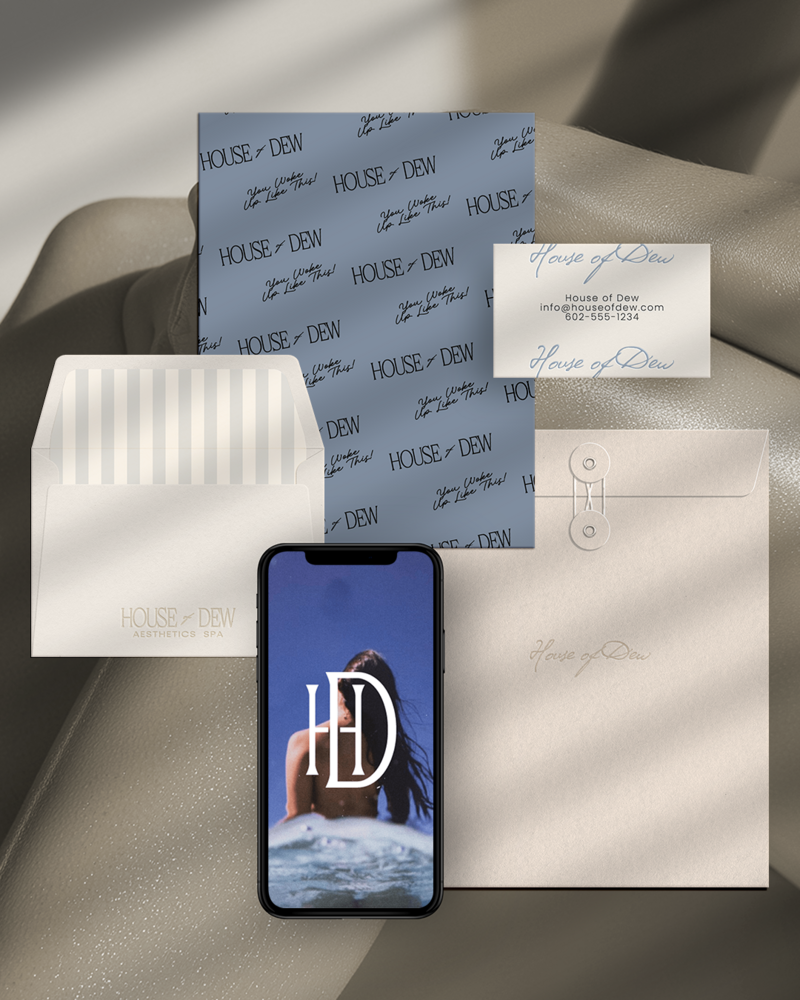 Logo suite, typography, and color palette designs available as part of Her Higher Standard’s semi-custom brand kit collection.