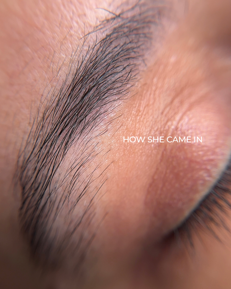 Before and after comparison of brow waxing and lamination