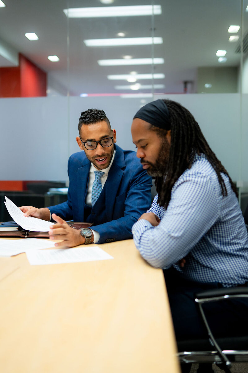 Columbus Ohio family law attorney specializing in adoption speaking with a client during a consultation