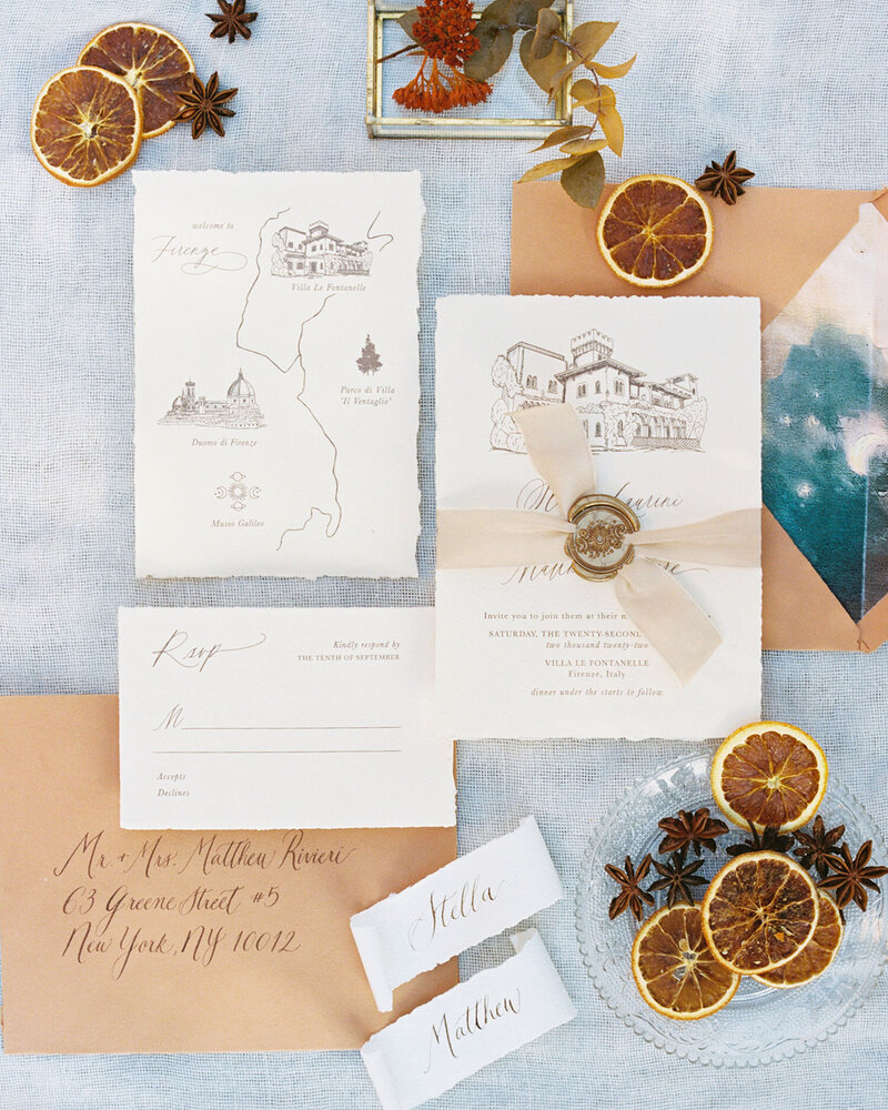 Dominique Alba custom wedding invitations destination wedding italy