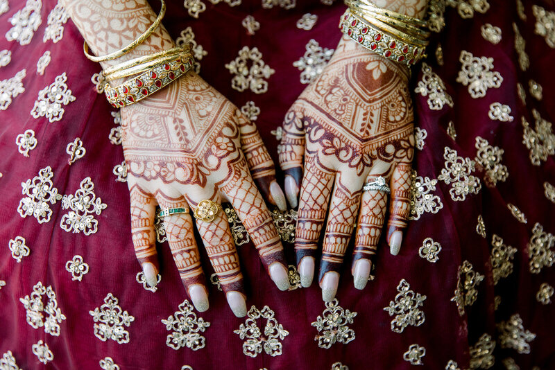 traditional henna on bride's hands