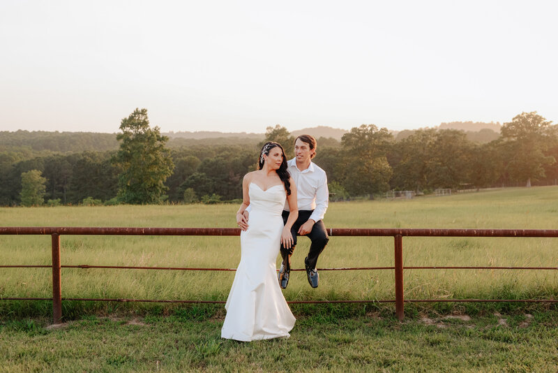Bride and groom relaxing at their wedding in Longview, TX