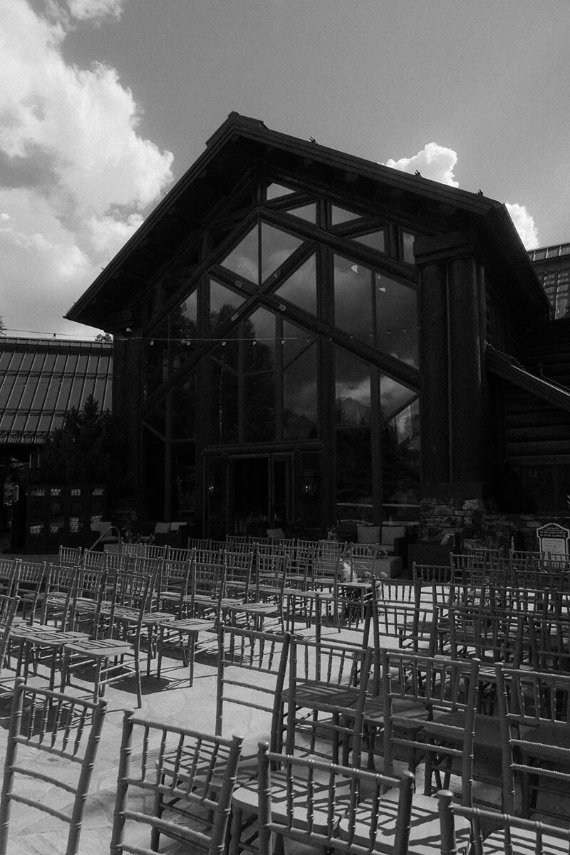 Ceremony set up on the patio deck of Telluride Mountain Lodge