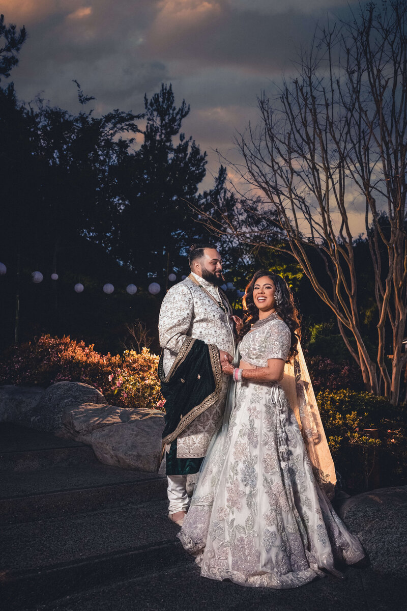 Bride and groom portraits at grand luxury wedding in San Diego