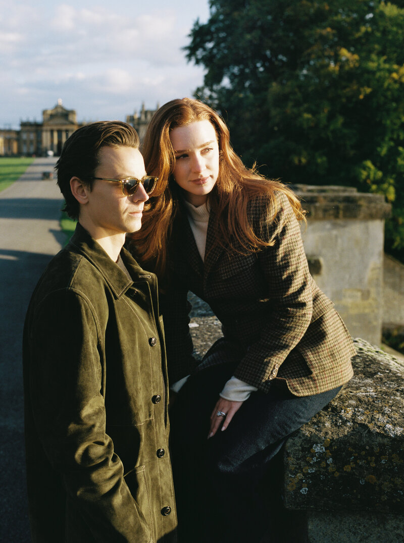Analogue engagement portraits at Blenheim Palace