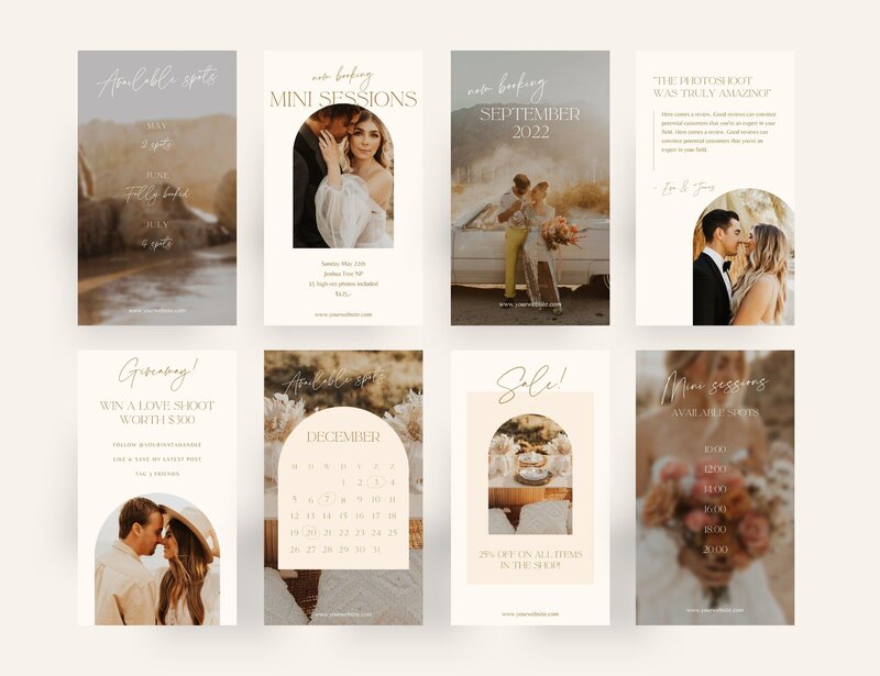 Boho Instagram story templates for photographer
