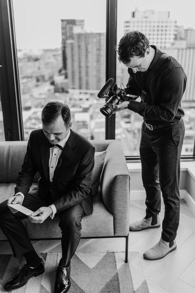 Dominik Jezierski filming wedding getting ready