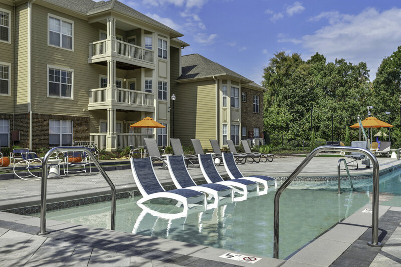 Luxury Apartment Design - Pool Deck and Exterior. Waxhaw North Carolina commercial interior designer.