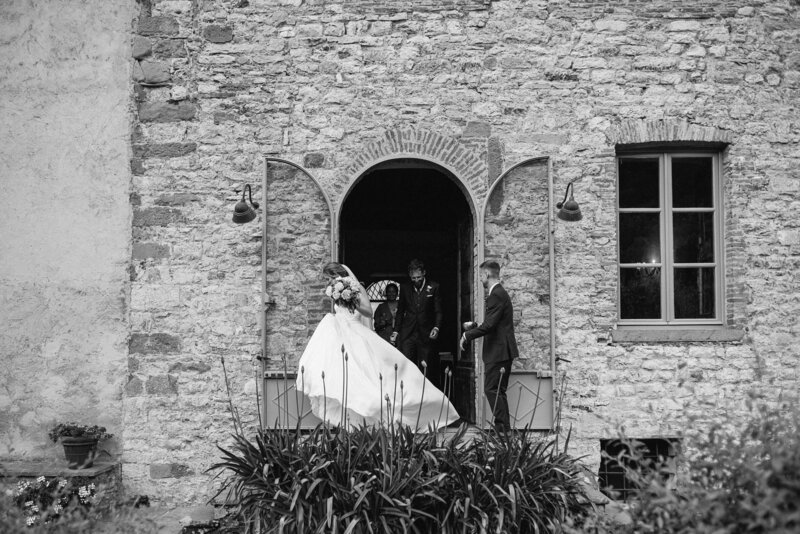 Bride and groom Italy castle wedding