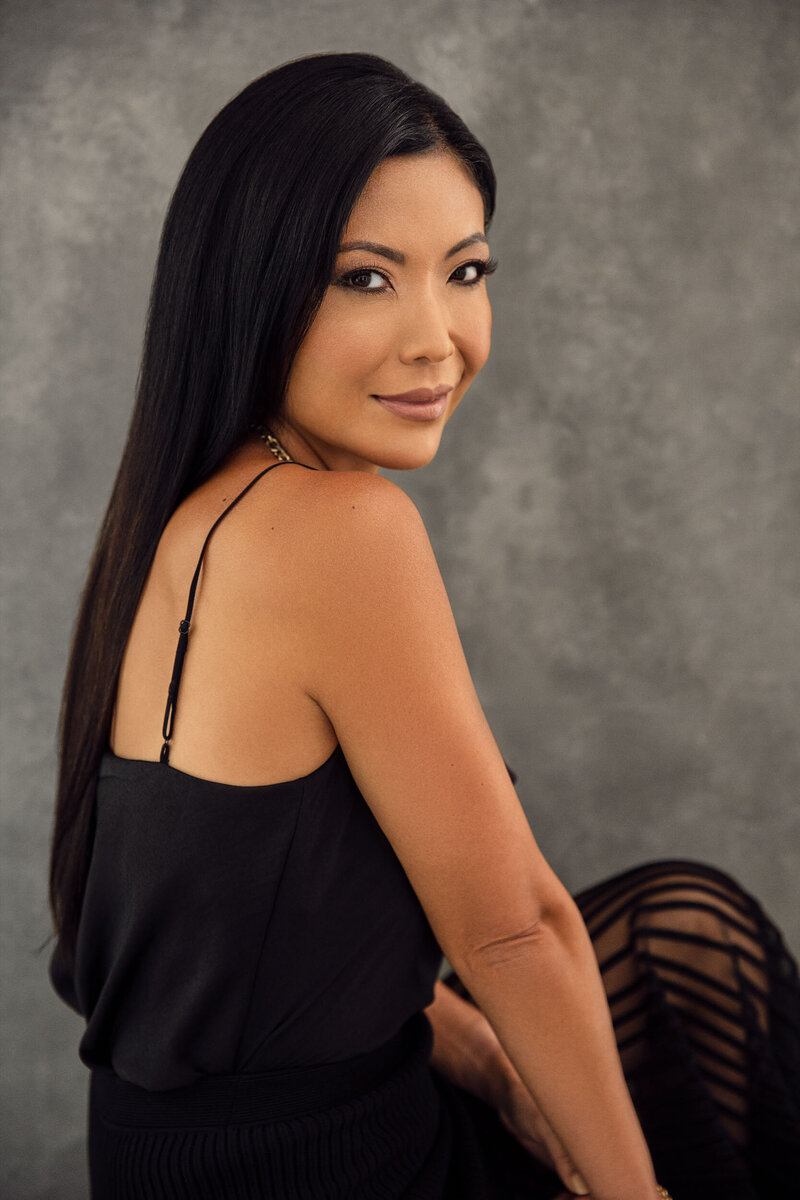 Professional Headshot for commercial asian actor & model in a fashion inspired studio photoshoot.