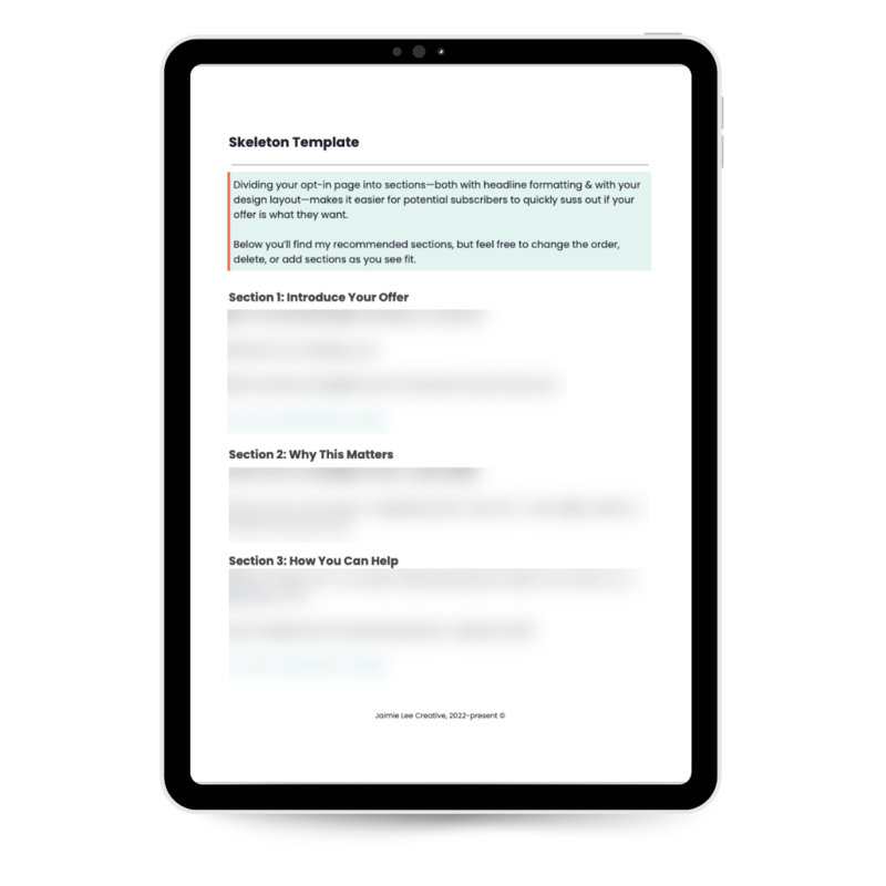 Opt-In Page- Sneak Peek - Skeleton