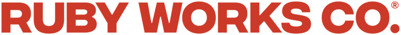 Bold, all-caps red text 'Ruby Works Co.™'