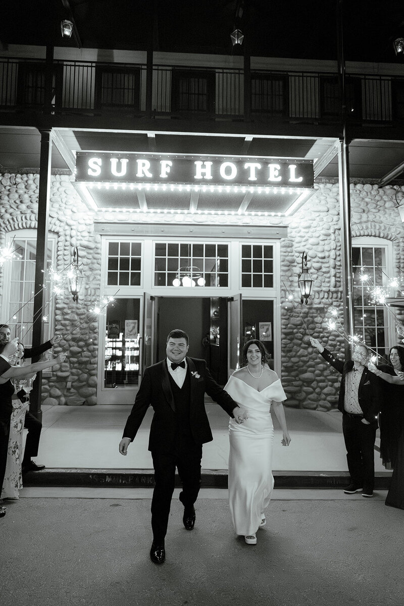 blurred bride and groom walking