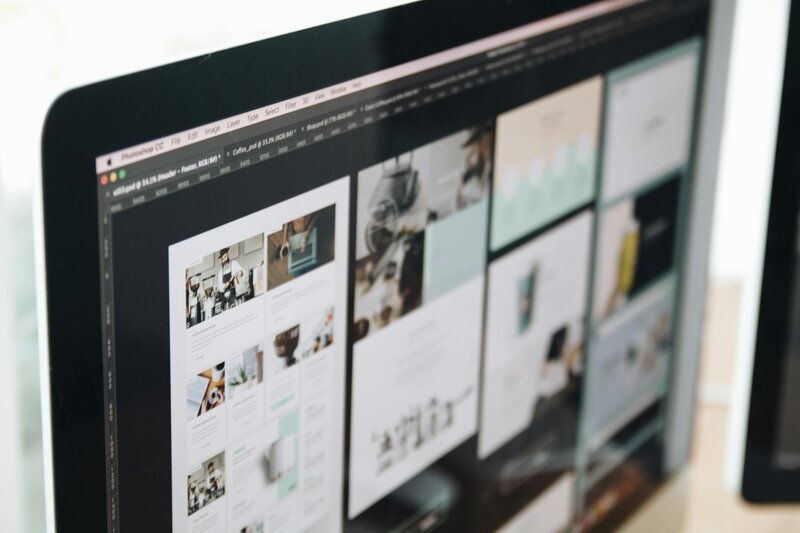 Close up image on a computer screen of a website mockup