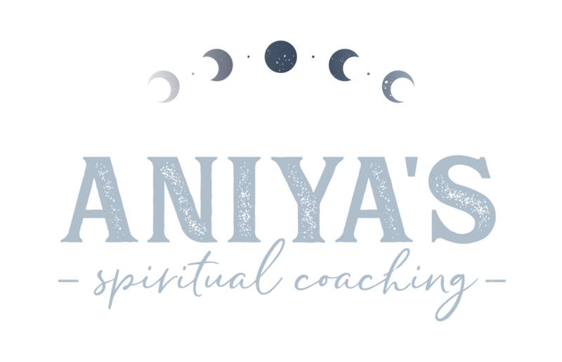 Moon phase illustration and words "Aniya's Spiritual Coaching"