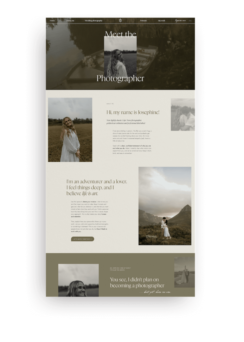 Moody photography Showit template