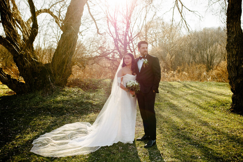 First look portraits at outdoor Hudson vallery wedding
