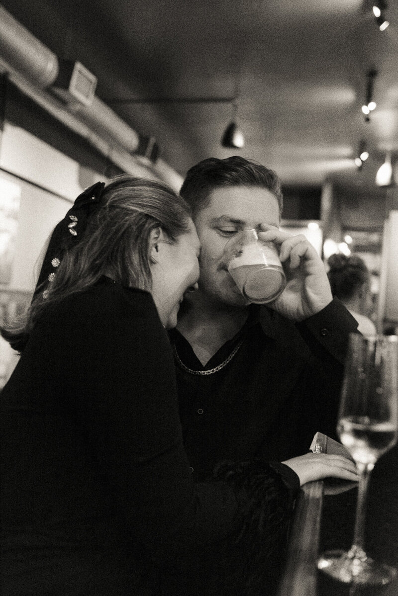 downtown Saint Augustine engagement photos in Forgotten Tonic Bar at night