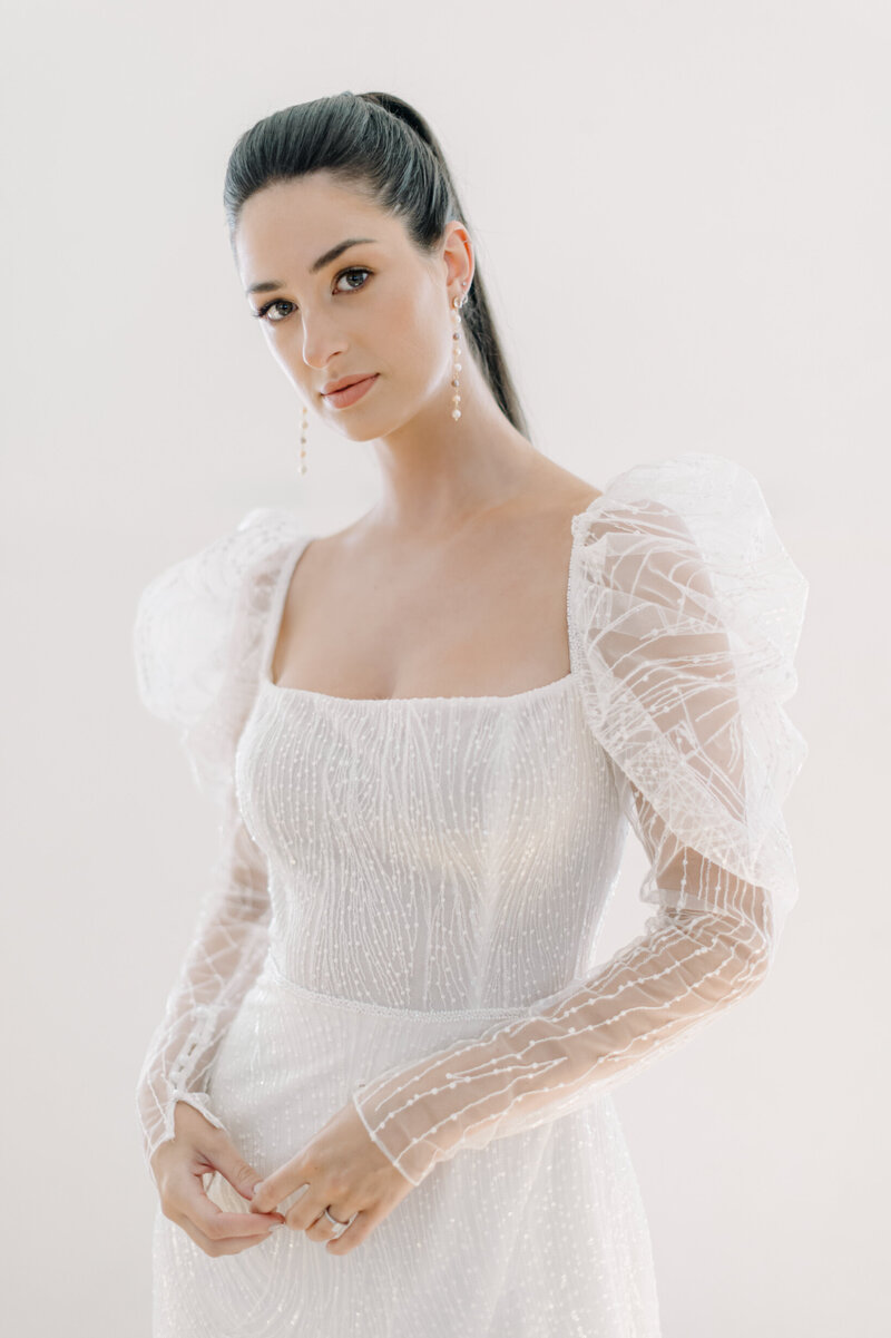bride in wedding dress edited with Heirloom Presets