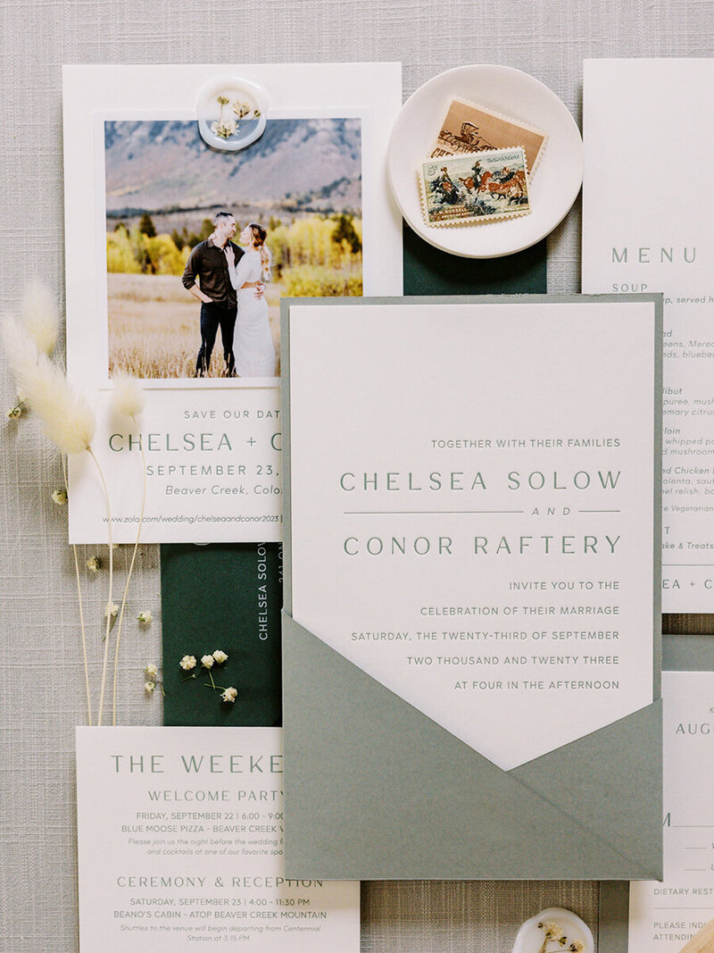 Modern Letterpress Pocket Invitation