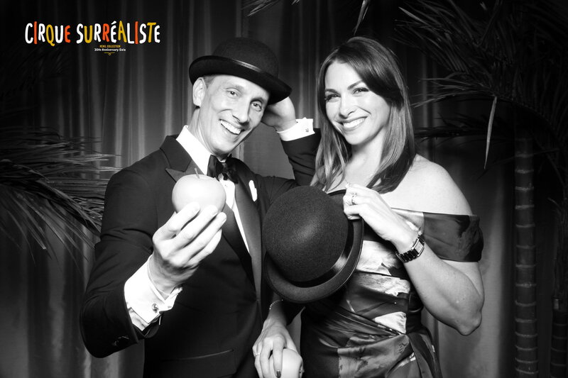 Celebrity Gala Photo Booth Couple in Black and White