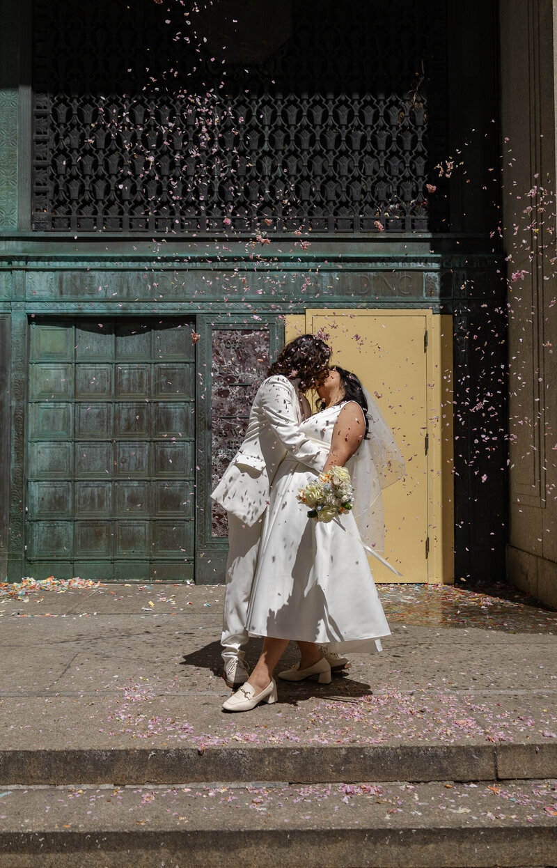 Queer couple eloping at Manhattan City Hall