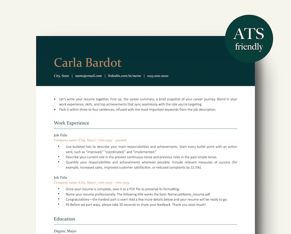 RecruitTheEmployer-ATS-Friendly-Professional-Resume-Template-Carla