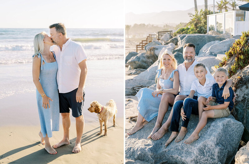 A family on the beach in Santa Barbara with pretty afternoon light