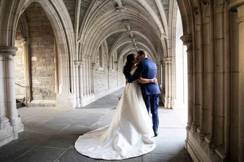 Bride & Groom Kissing at Princeton University, Princeton, New Jersey
