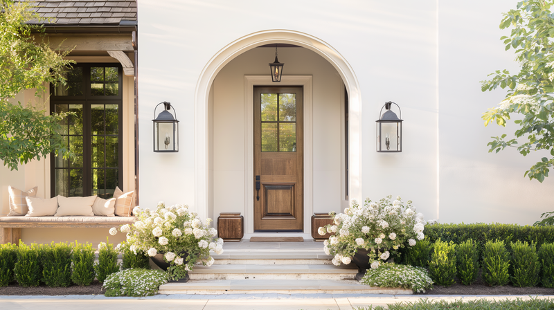 Exterior of a custom new construction home in North Atlanta with a modern design and curated material palette by Megan Paterson Interiors.