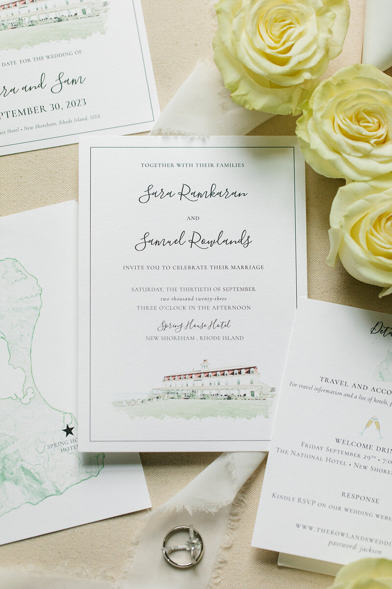 Semi custom watercolor wedding stationery package