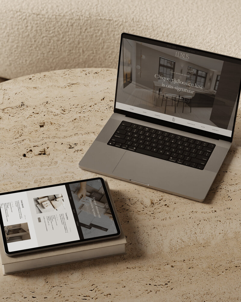 LUXUS Interior Design webdesign op laptop en tablet
