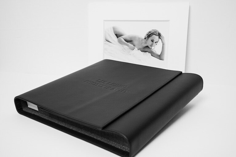 Italian hand crafted portfolio with individual print next to it