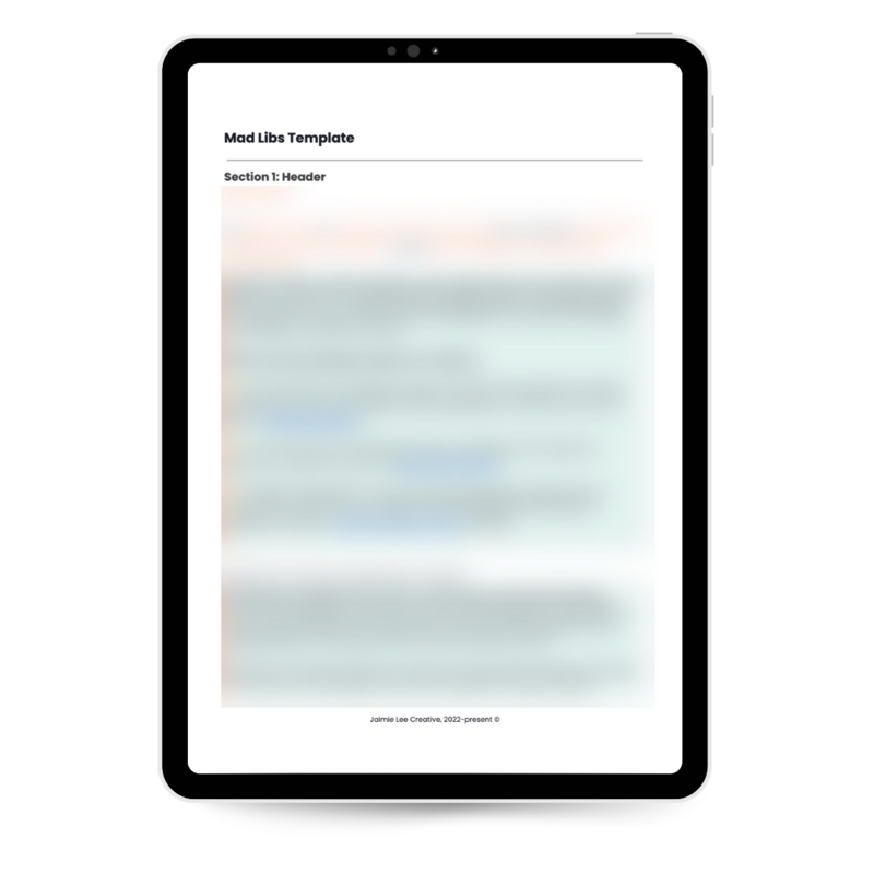 SPT - Sneak Peek - Mad Libs