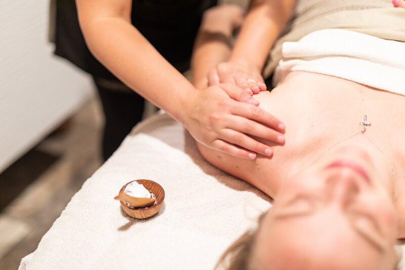 Rachel Smith giving massage at Rachel's Spa Services in Boardman, Ohio.