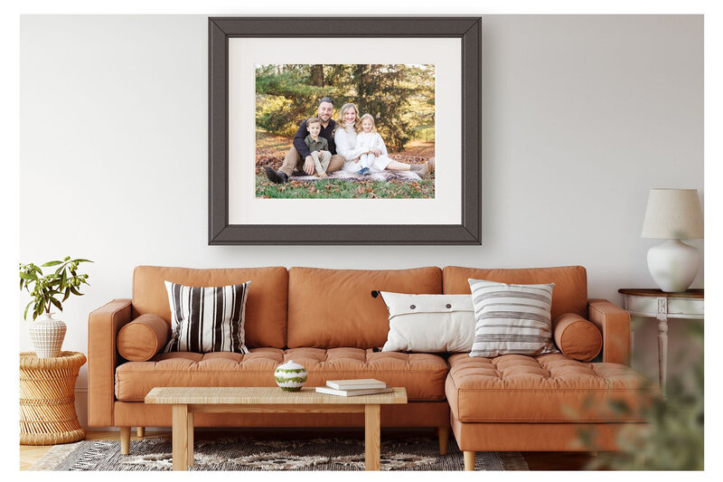 portrait of family over couch
