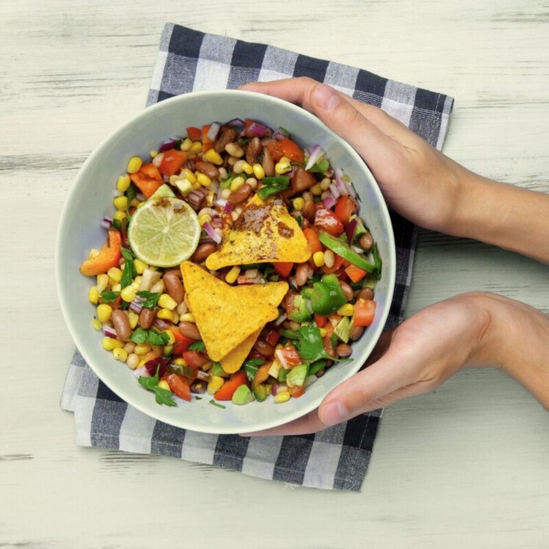 Quinoa chickpea salad with dijon mustard dressing recipe.