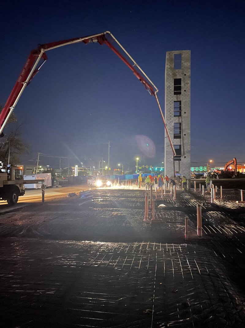 Concrete slab pour