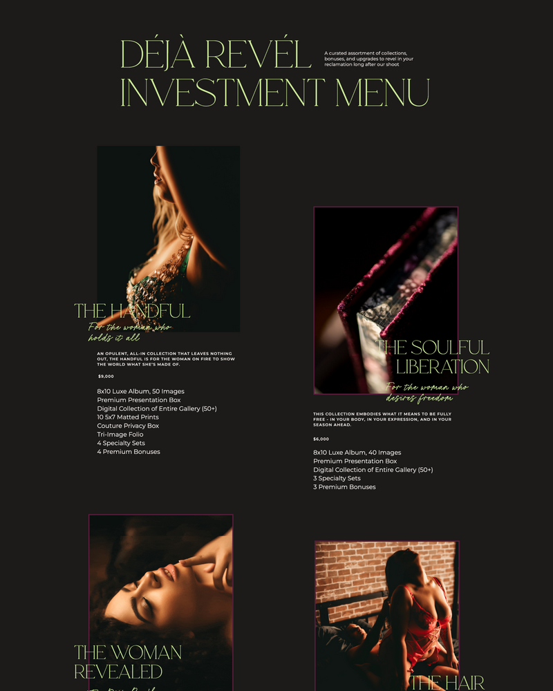Deja Revel Investment Menu (2) Deja Revel Fine Art Boudoir