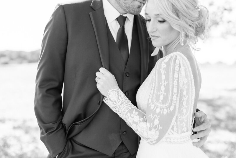 bride and groom black and white by The Charles Fort Wayne Wedding Photographer Courtney Rudicel