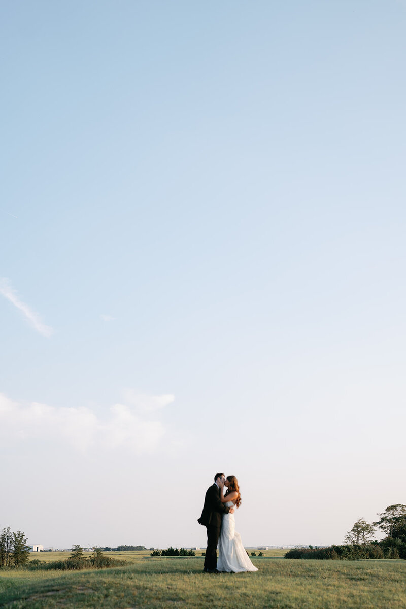 Romantic sunset portraits on wedding day at Linwood Country Club