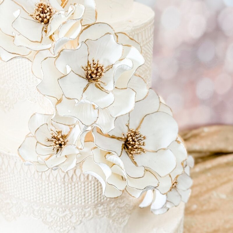 5gold trimmed sugar flowers wedding cake bundle classic cascade 