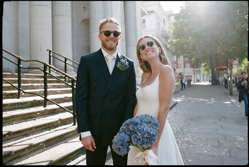 a couple at Marylebone town hall - Emma Wilder as the wedding photographer
