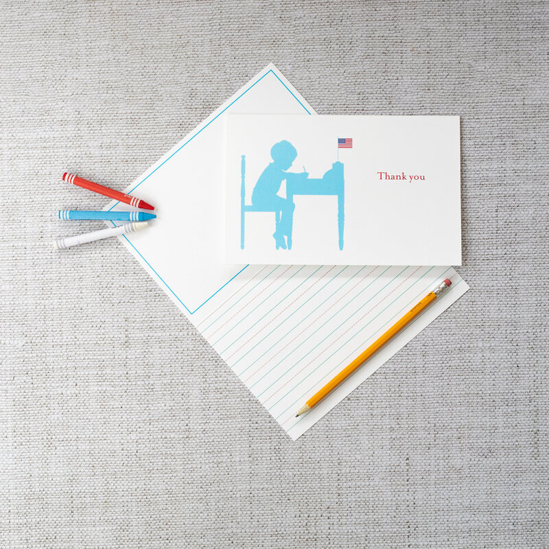 Coral and Blue Stationery for Kids boys all-american thank you card