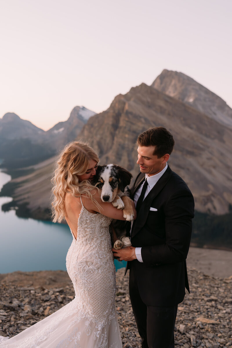 An eloping couple on a canoe in Waterton